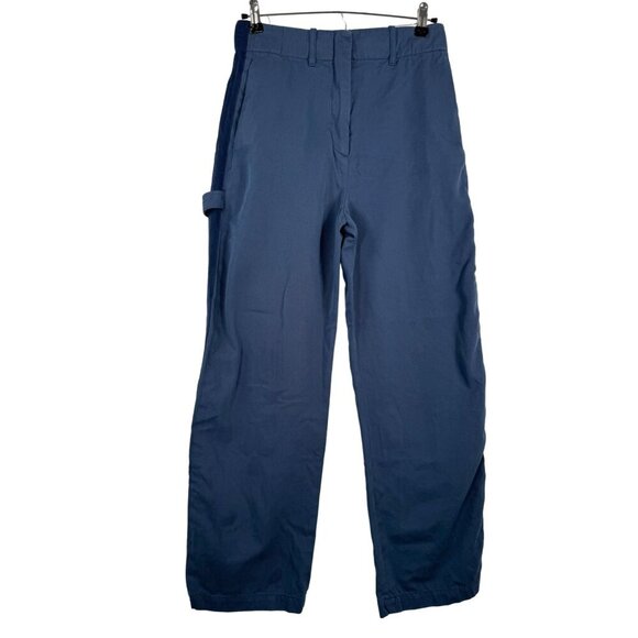 Zara Side striped high waist wide leg cargo Trousers dark navy 90s sz S - Picture 1 of 10
